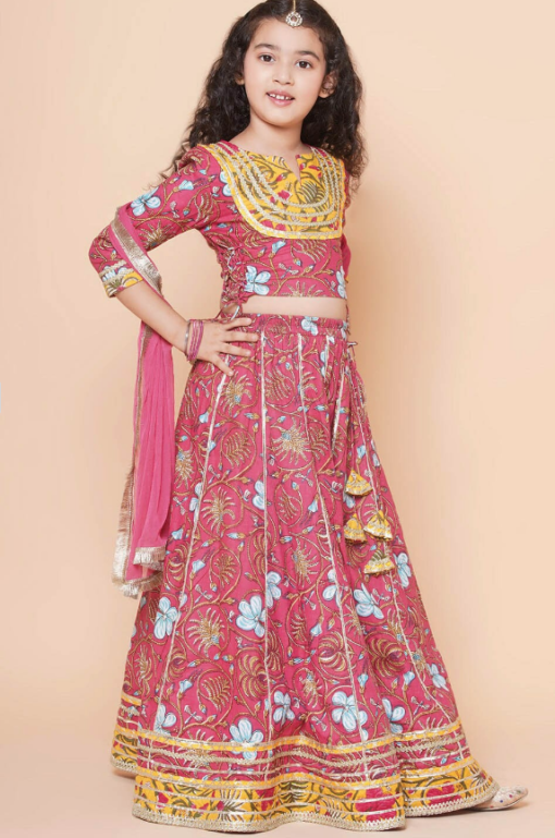 Floral Printed Lehenga & Blouse set With Dupatta - Image 4